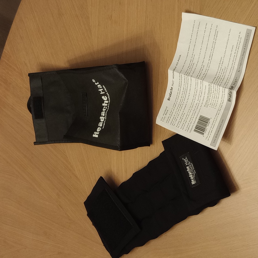 HEADACHE HAT - NEW! Unused! Color: Black - Size: Standard (Adjustable Velcro)